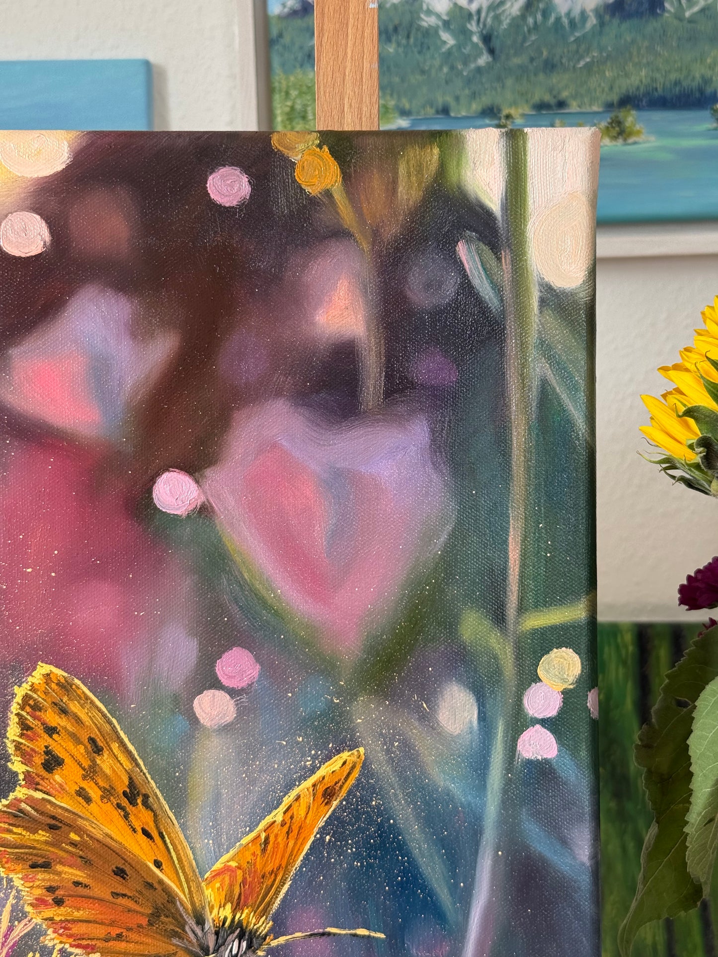 “Among the Blooms” oil painting