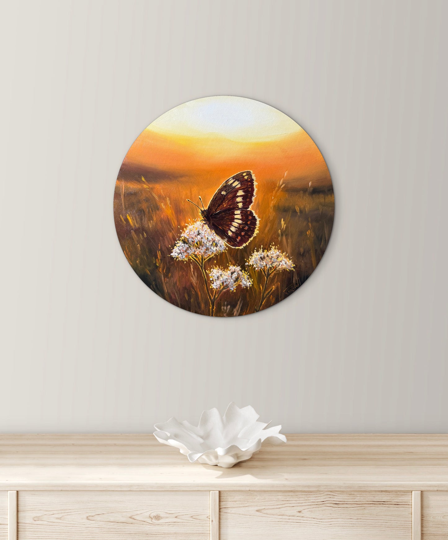 “Sunlit Bloom and Butterfly” oil painting