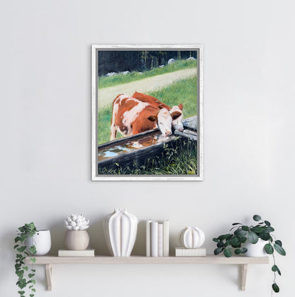 "Alpine Calves" oil painting