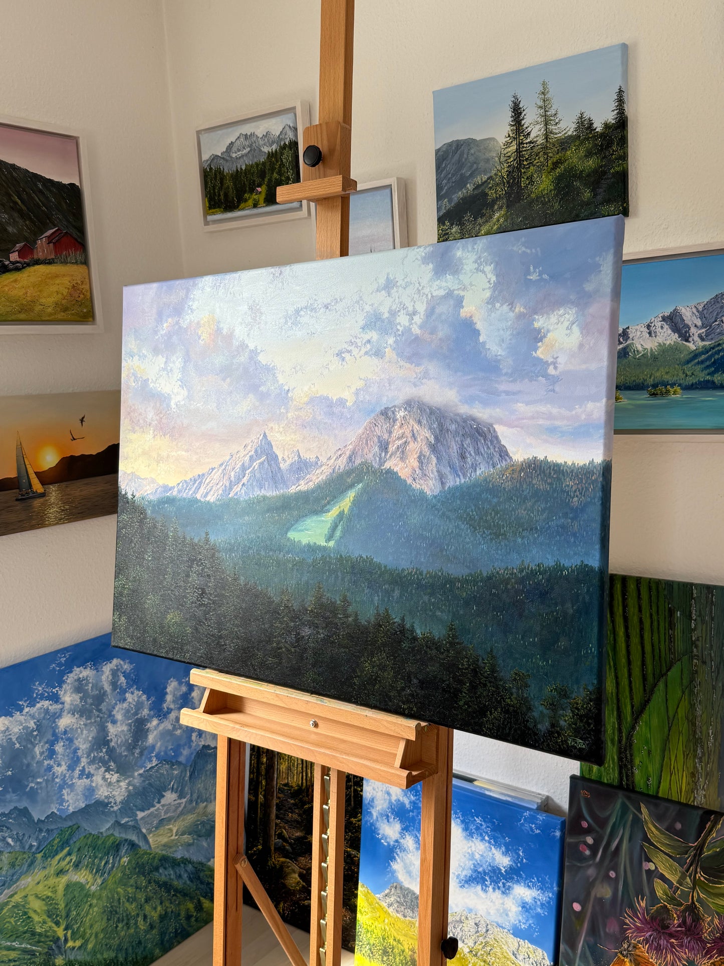 "Sonnenaufgang über dem Watzmann" Ölgemälde