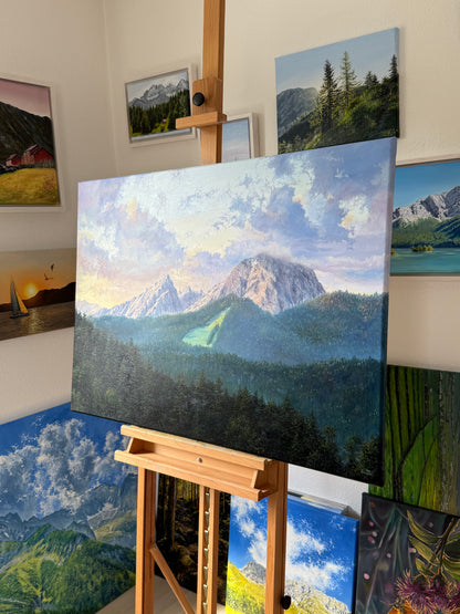 "Sonnenaufgang über dem Watzmann" Ölgemälde