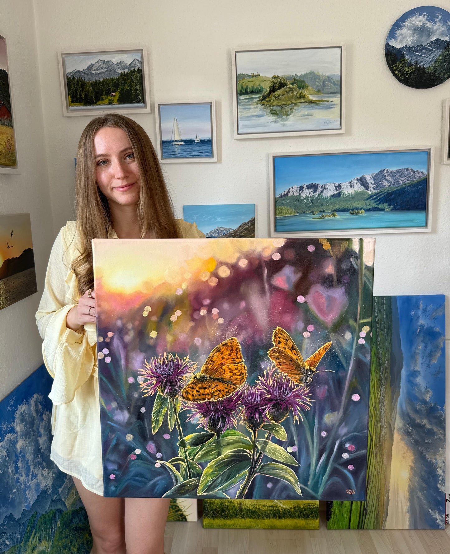 “Among the Blooms” oil painting
