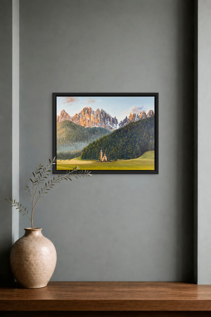 “Church of St. John in the Dolomites, Italy” oil painting