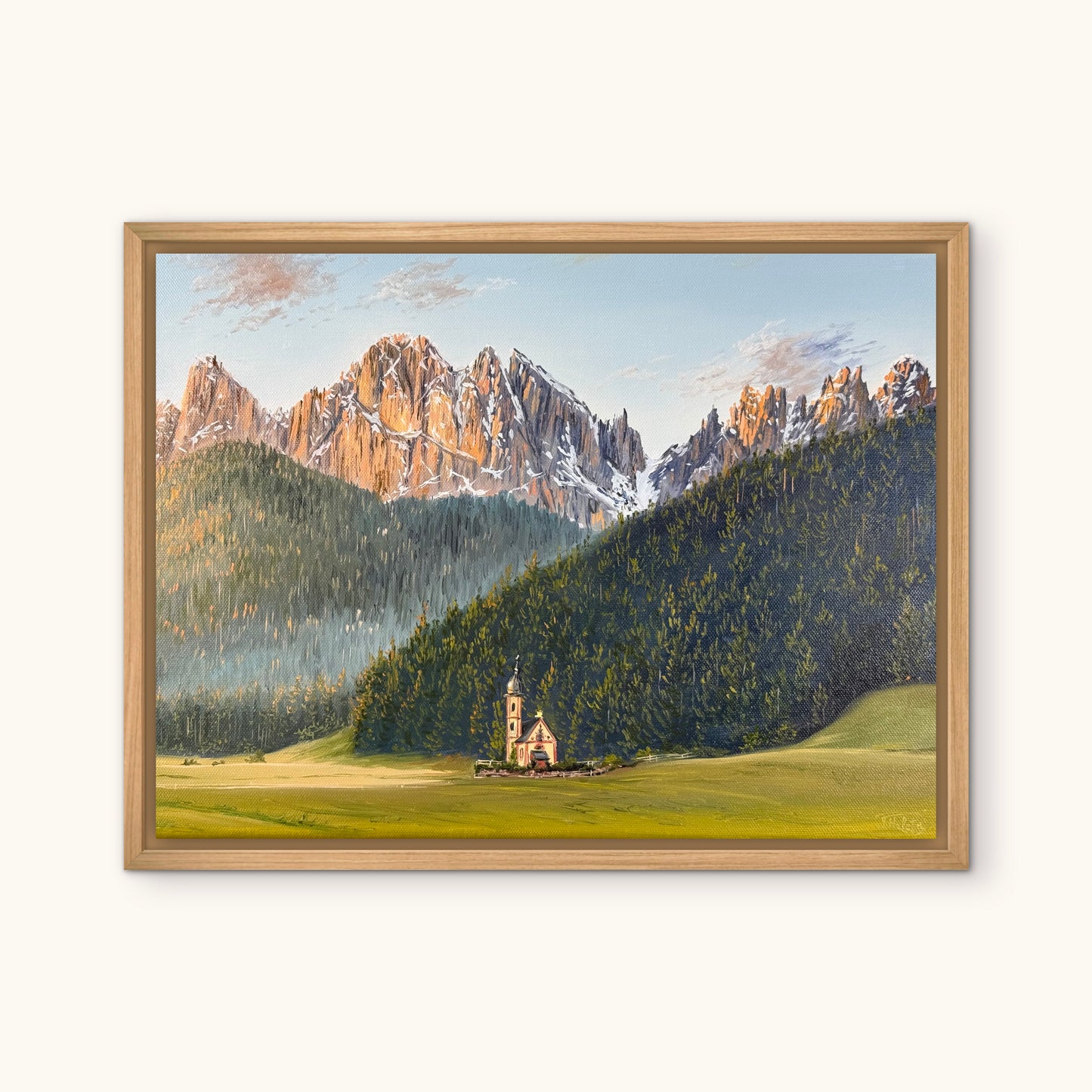 “Church of St. John in the Dolomites, Italy” oil painting