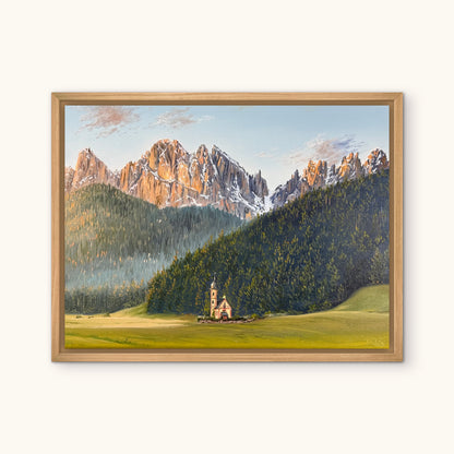 “Church of St. John in the Dolomites, Italy” oil painting