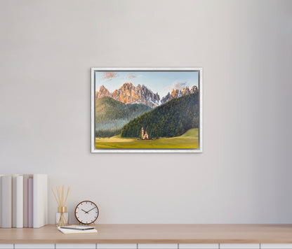 “Church of St. John in the Dolomites, Italy” oil painting
