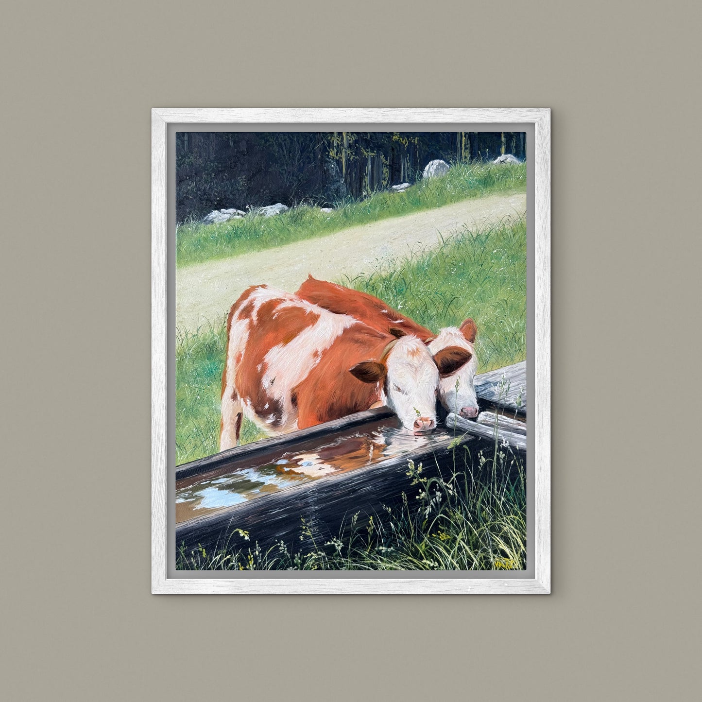 "Alpine Calves" oil painting