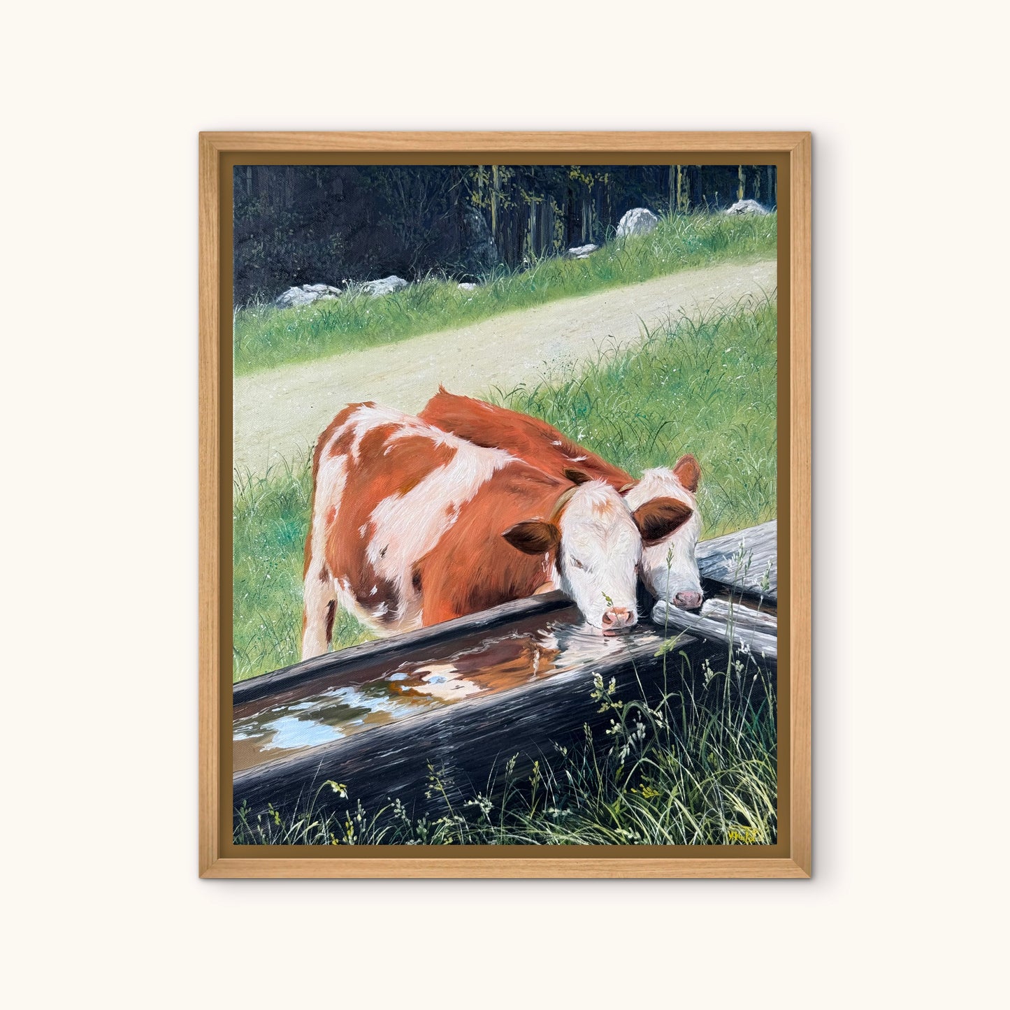 "Alpine Calves" oil painting
