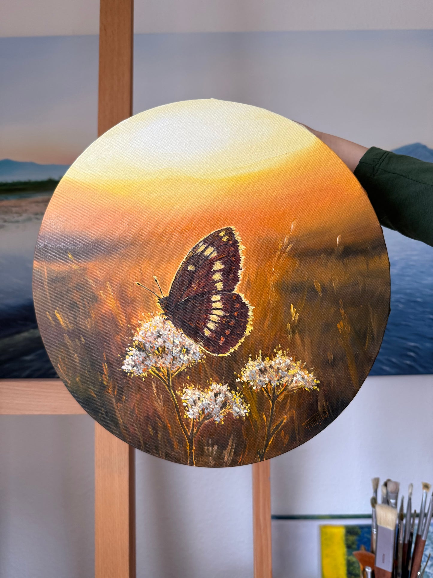 “Sunlit Bloom and Butterfly”