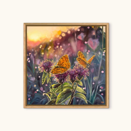 “Among the Blooms” oil painting