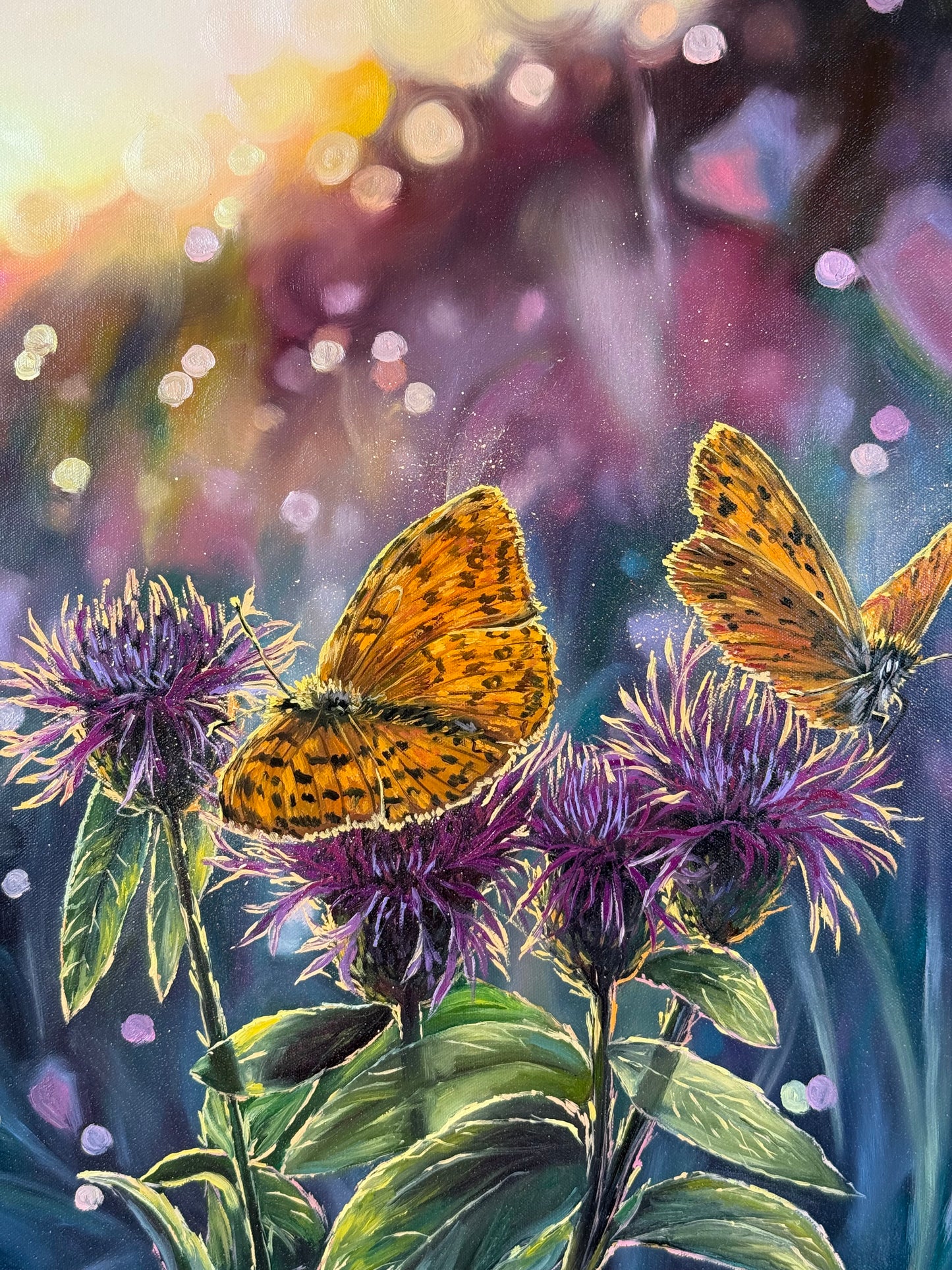 “Among the Blooms” oil painting