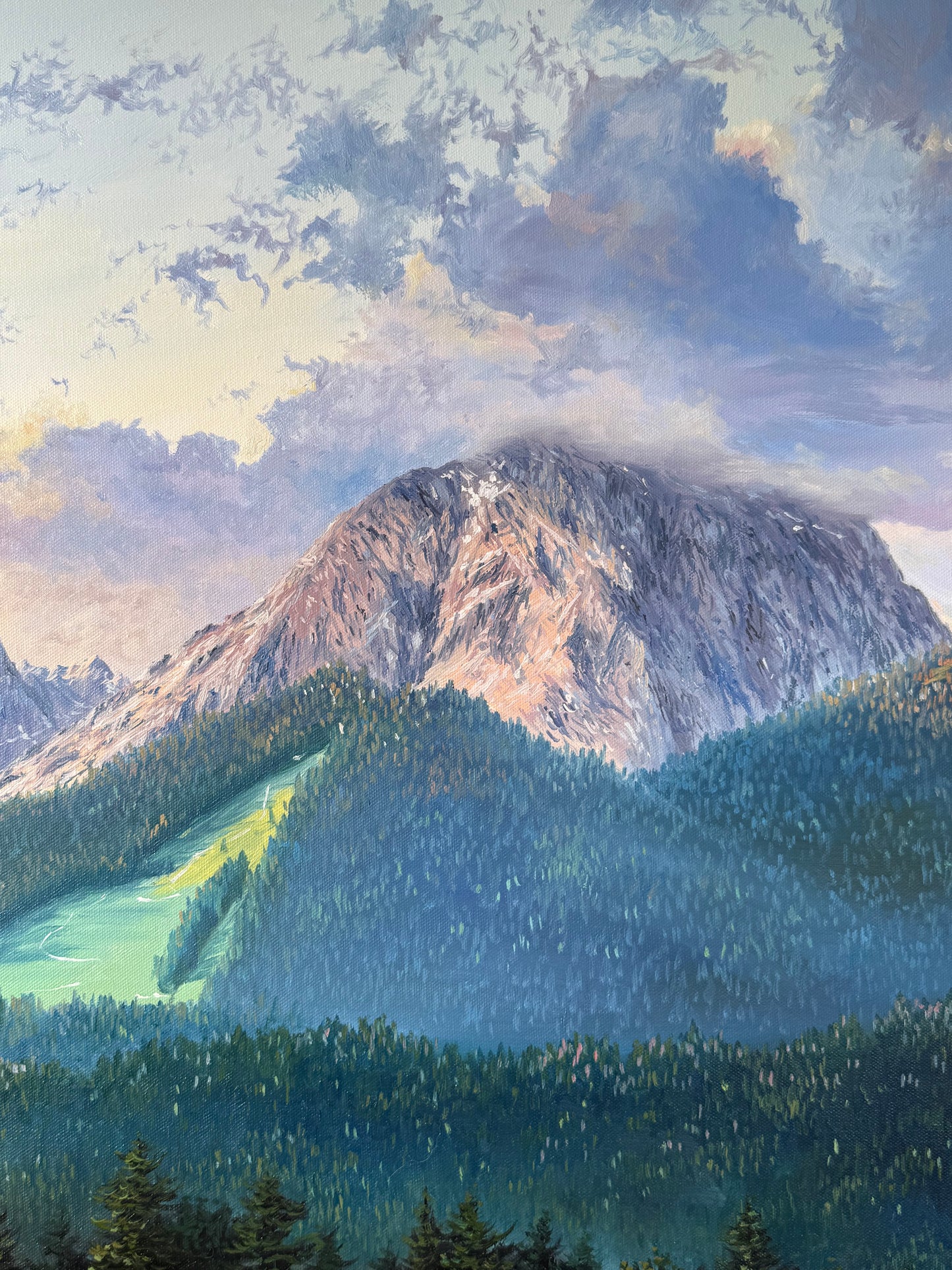 "Sonnenaufgang über dem Watzmann" Ölgemälde