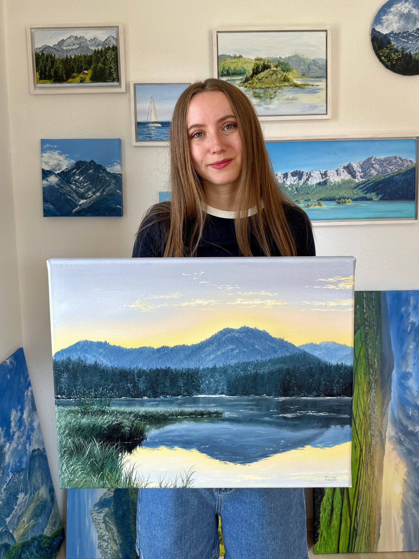 “Morning at Hintersee” oil painting