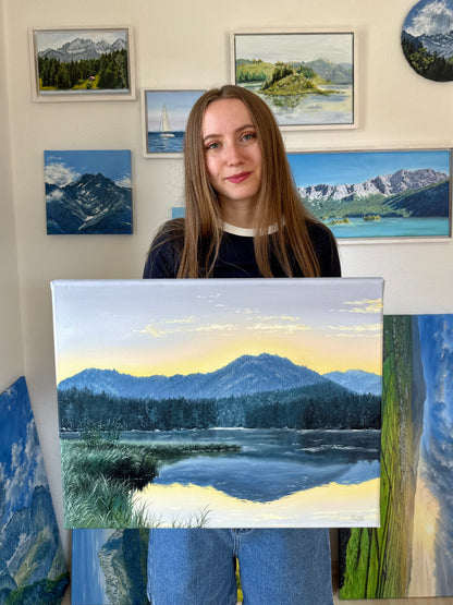 “Morning at Hintersee” oil painting