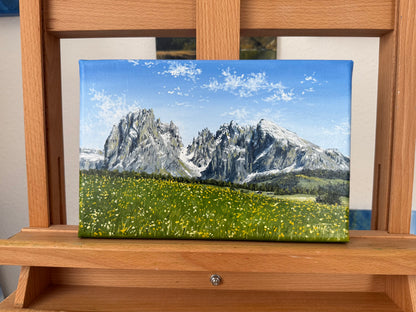 "Flowered Meadow of Seiser Alm" oil painting
