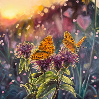 “Among the Blooms” oil painting