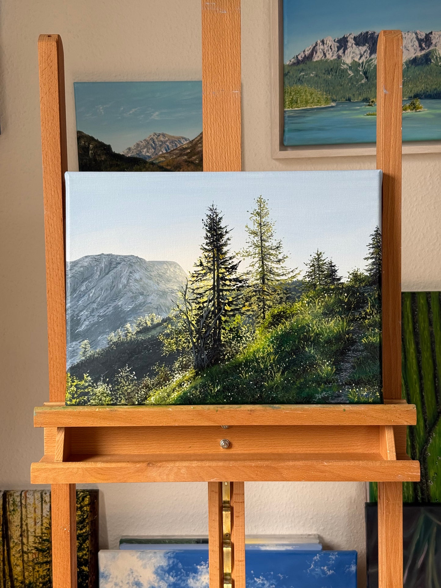 "First Light Above the Berchtesgaden Alps" oil painting