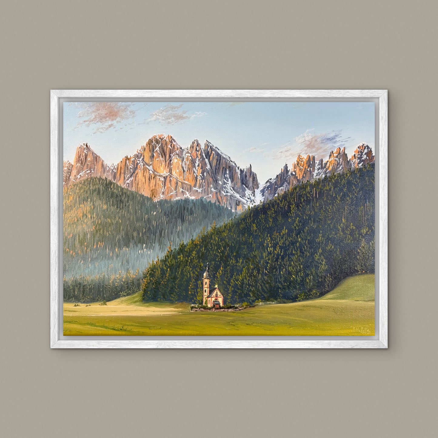 “Church of St. John in the Dolomites, Italy” oil painting