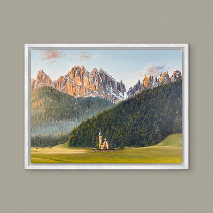“Church of St. John in the Dolomites, Italy” oil painting