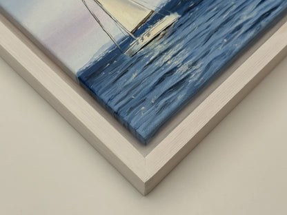 "Lisbon Sailboats" oil painting