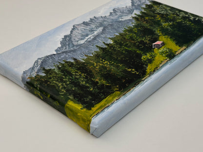 "Geroldsee Lake in German Mountains" acrylic painting