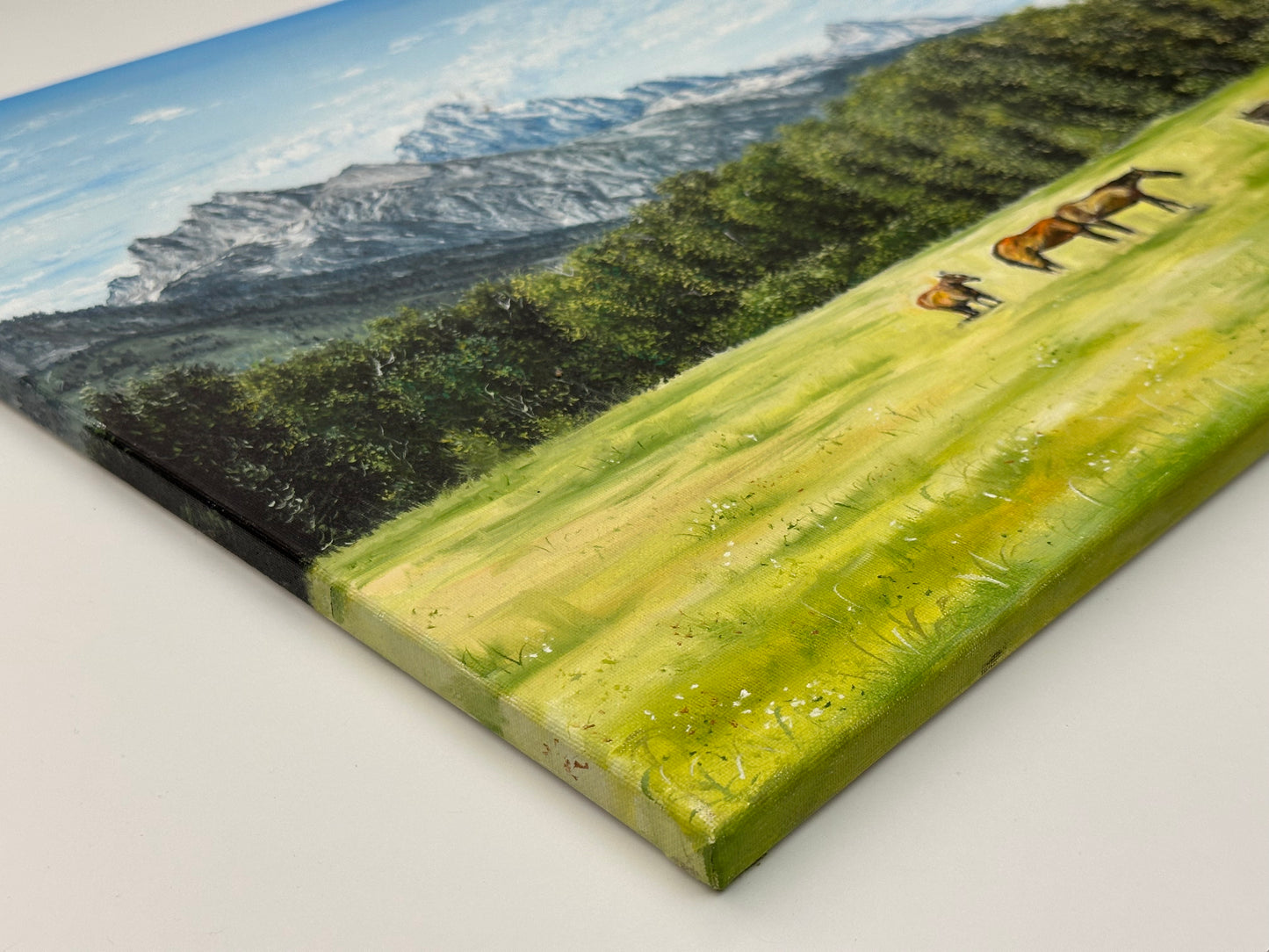 "Horses in Grand Teton" oil painting