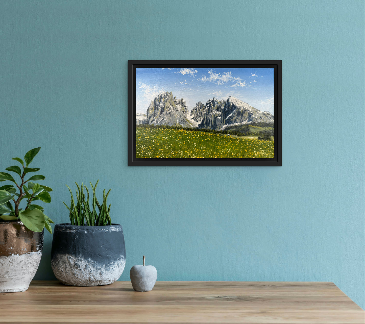 "Flowered Meadow of Seiser Alm" oil painting