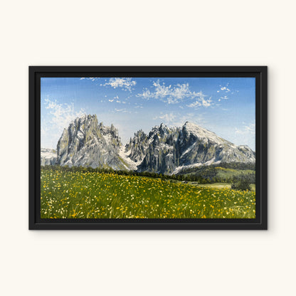 "Flowered Meadow of Seiser Alm" oil painting