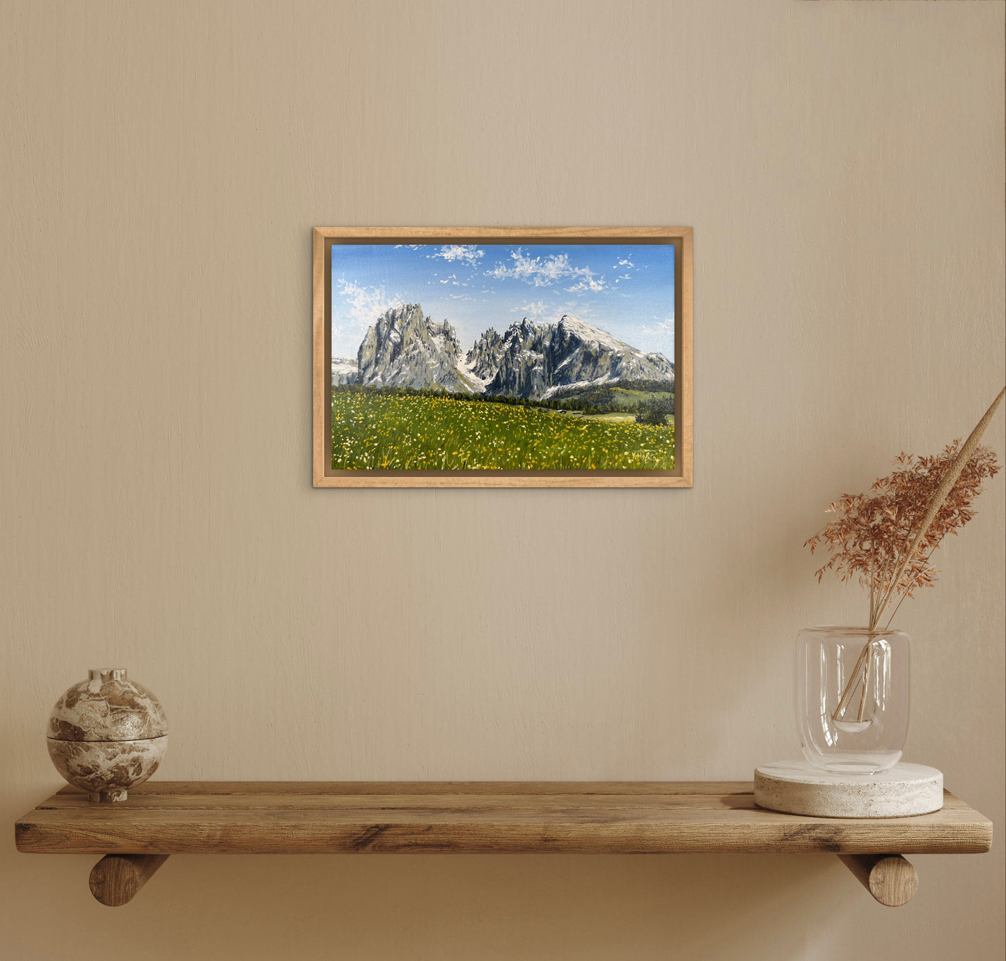 "Flowered Meadow of Seiser Alm" oil painting