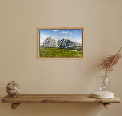 "Flowered Meadow of Seiser Alm" oil painting
