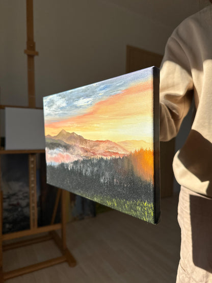 "Sunrise over the mountains"