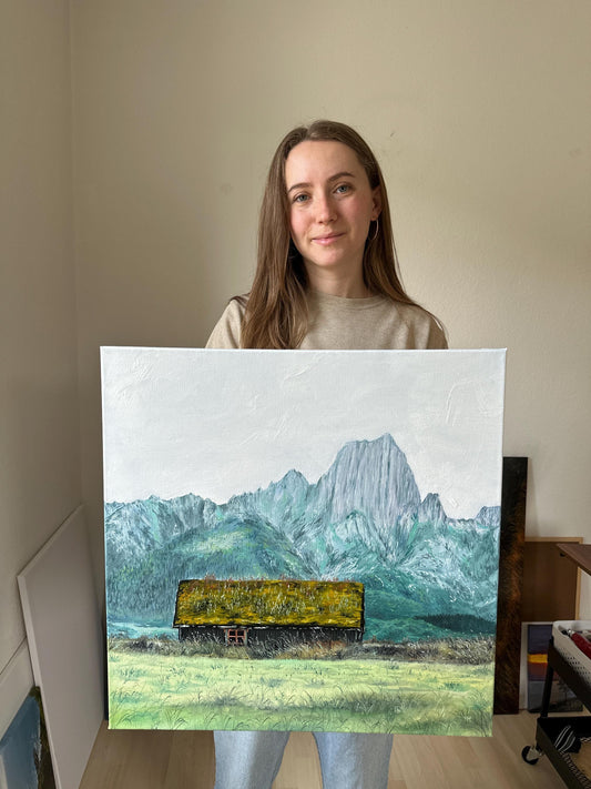 "Norwegian house and cliff"