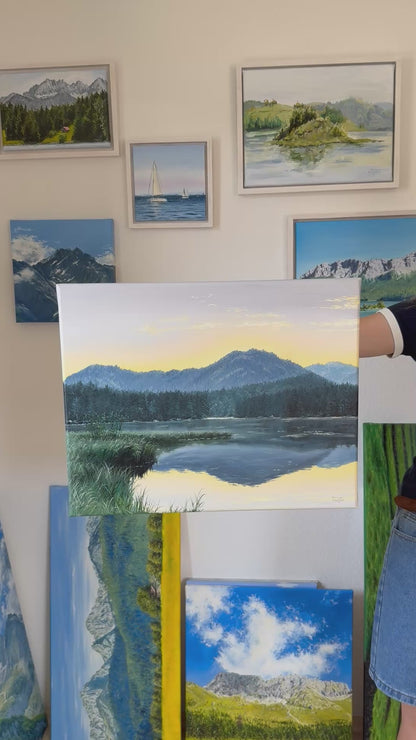 “Morning at Hintersee” oil painting