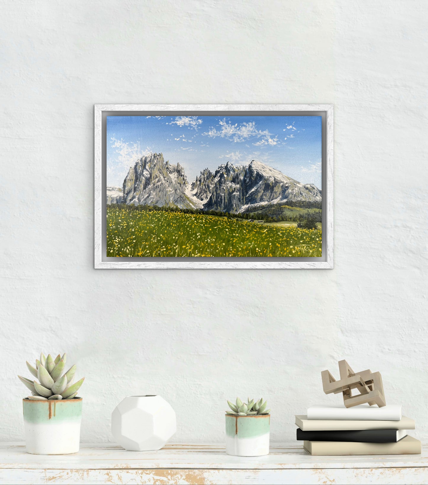 "Flowered Meadow of Seiser Alm" oil painting