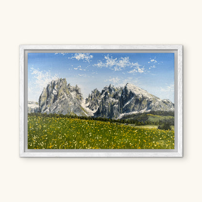 "Flowered Meadow of Seiser Alm" oil painting